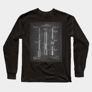 Pool Cue Patent - 9 Ball Art - Black Chalkboard Long Sleeve T-Shirt